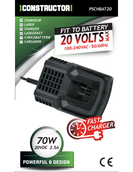 Chargeur rapide pour batterie 20V max Constructor