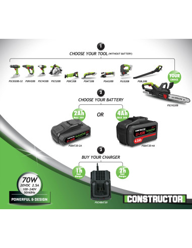 Batterie Lithium max 20V - 4Ah - Constructor