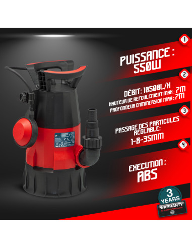 Pompe vide cave 3 en 1 - 550W - Master Pumps