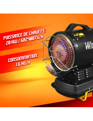 Canon à chaleur infrarouge diesel ou pétrole 20Kw - 68240 Btu/H