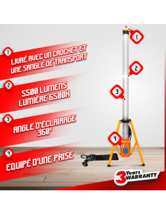 Projecteur LED de chantier 60W sur trépied - I-Wat 2