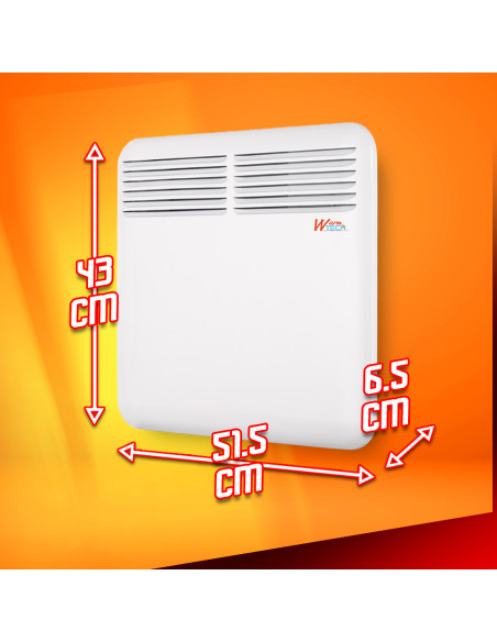 Chauffage électrique mural 1000W - 51.5x43x6.5cm - Warmtech