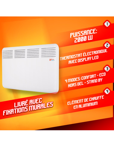 Convecteur mural 2000W - Warm Tech