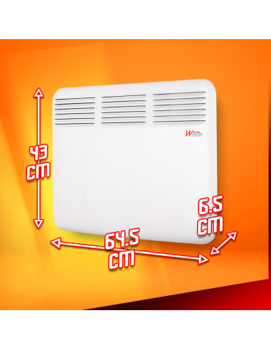 Chauffage électrique mural 1500W - 64.5x43x6.5cm - Warmtech