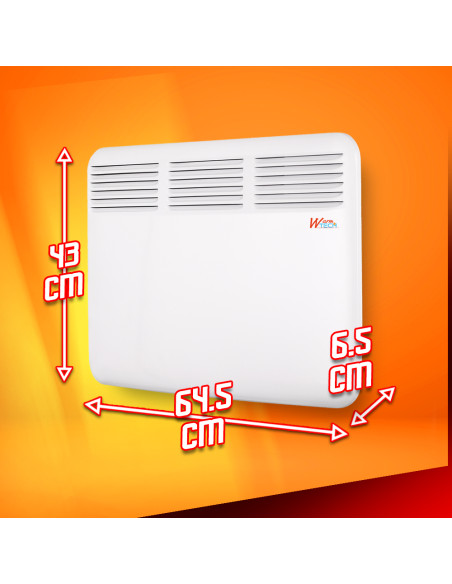Chauffage électrique mural 1500W - 64.5x43x6.5cm - Warmtech