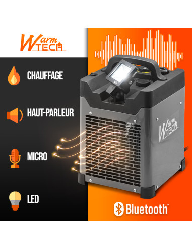 Chauffage d'atelier 3000W + Bluetooth + éclairage led 10W -