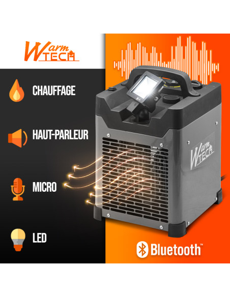 Chauffage d'atelier 3000W + Bluetooth + éclairage led 10W -