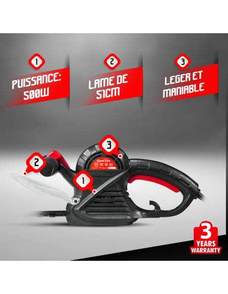 Taille haies électrique 500W - Lame 51cm