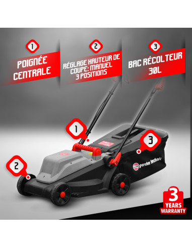 Tondeuse à gazon électrique 1000W - 32cm