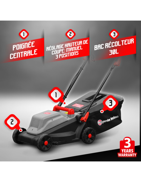 Tondeuse à gazon électrique 1000W - 32cm