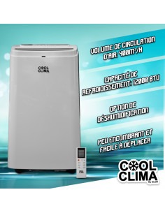 Climatiseur mobile 12000BTU - 3530W - Cool Clima 2