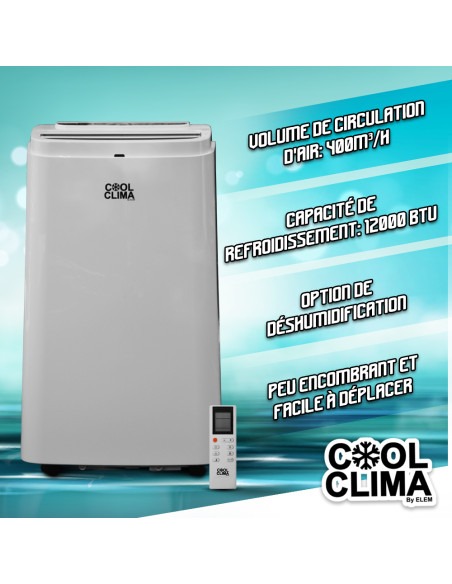Climatiseur mobile 12000BTU - 3530W - Cool Clima