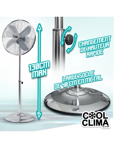 Ventilateur métal sur pied 50W 40CM - Cool Clima
