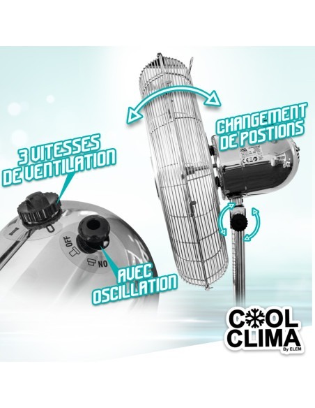 Ventilateur métal sur pied 50W 40CM - Cool Clima