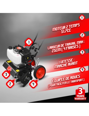 Microbineuse thermique 51.7CC 25cm - 4 Fraises