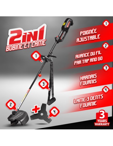 Débroussailleuse électrique 1200W avec bobine et lame 3 dents -