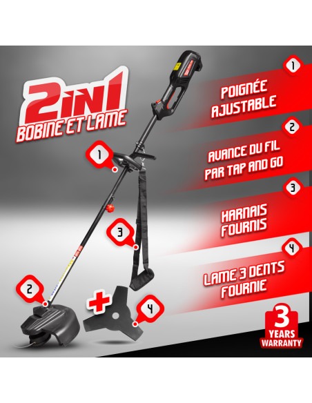 Débroussailleuse électrique 1200W avec bobine et lame 3 dents -