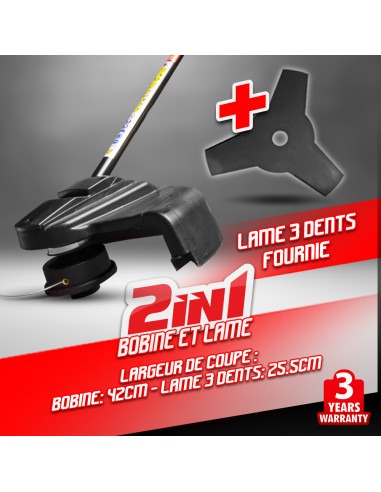 Débroussailleuse électrique 1200W avec bobine et lame 3 dents -