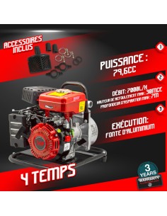 Pompe à eau thermique 4 temps 79.6cc 7000l/h Maste 2