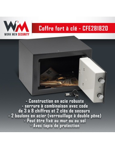 Coffre fort électronique 28x18x20cm - Work Men