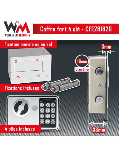 Coffre fort électronique 28x18x20cm - Work Men