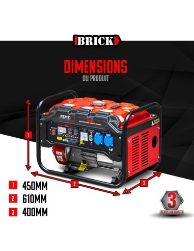 Groupe électrogène max 2800W - Essence - 2 prises - AVR - Brick