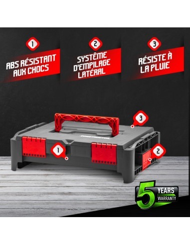 Boîte à outils empilable en plastique 46.4x33.5x14.2cm -