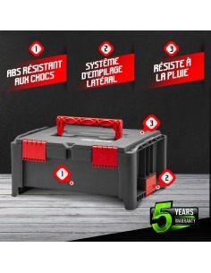 Boîte à outils empilable en plastique 46.4x33.5x21.2cm - 2