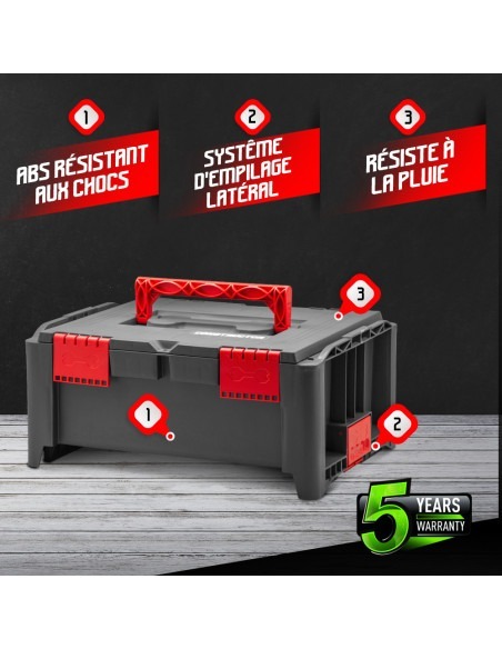 Boîte à outils empilable en plastique 46.4x33.5x21.2cm -