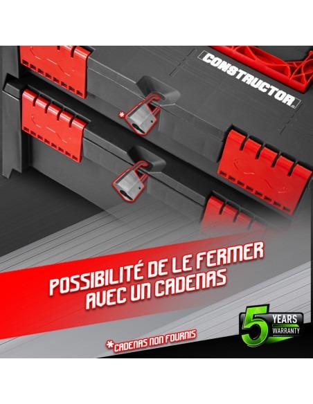 Boîte à outils empilable en plastique 46.4x33.5x14.2cm -