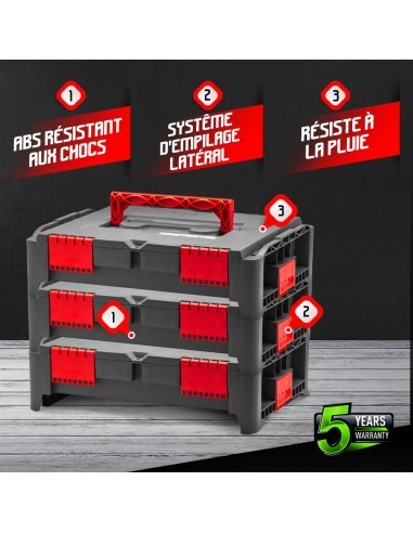 Lot de 3 coffrets empilables BEPS1 - Constructor