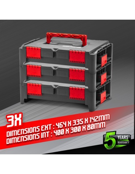 Lot de 3 coffrets empilables BEPS1 - Constructor