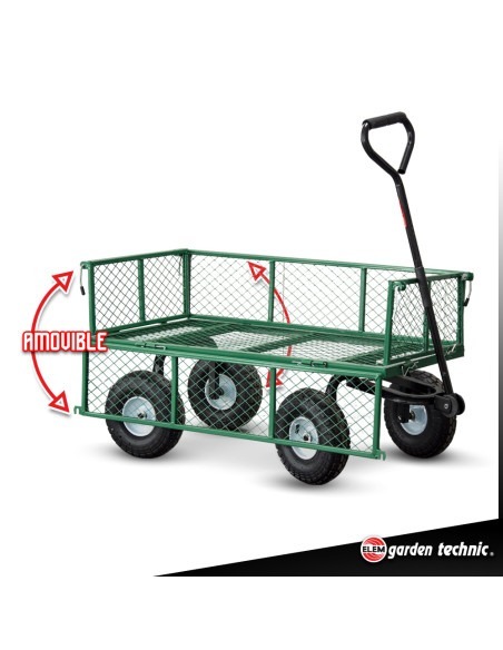 Chariot de jardin en acier 97X52X59CM - 250kg max - Elem Garden