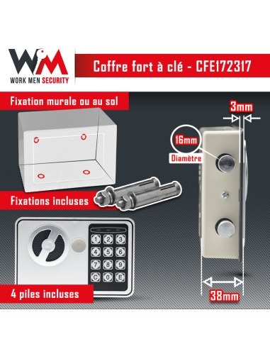 Coffre fort électronique 23x17x17cm - Work Men