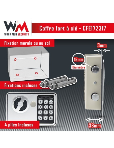 Coffre fort électronique 23x17x17cm - Work Men