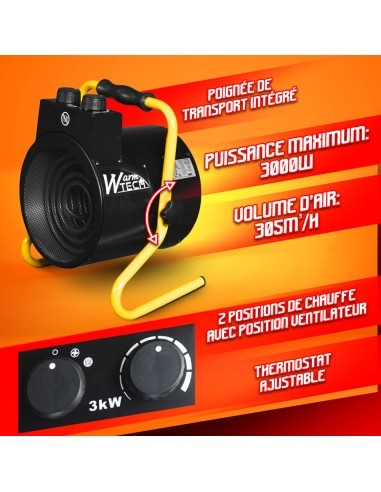 Chauffage d atelier 3000W avec thermostat WarmTech