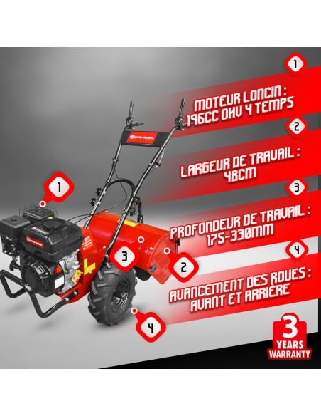 Rotovateur 212cc avec une largeur de travail de 48cm - Elem