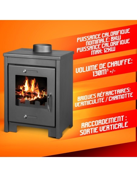 Poele à bois max 12KW - Warmtech