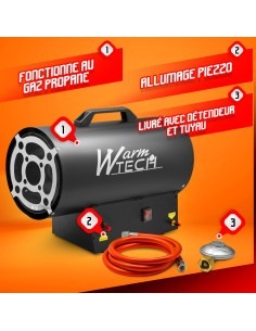 Canon à chaleur au gaz 30 KW / 102360 Btu/H - Warm Tech 2