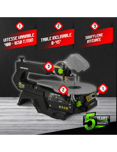 Scie à chantourner 120 W avec vitesse variable - Longueur de