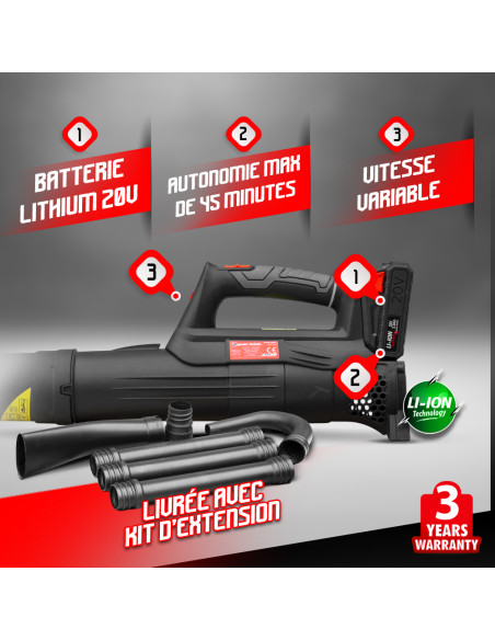 Souffleur rechargeable 20 V lithium - Elem Garden