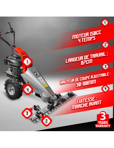 Motofaucheuse thermique 150cc -87cm - Elem garden