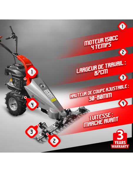 Motofaucheuse thermique 150cc -87cm - Elem garden