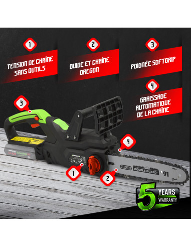 Tronçonneuse sans fil 20 V (sans batterie) - Guide 250mm -