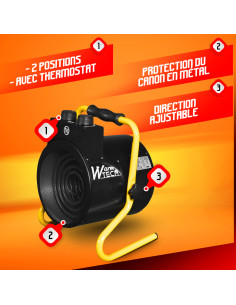 Chauffage d'atelier 2000W avec thermostat - Warmte 2