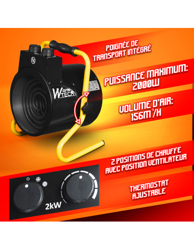 Chauffage d'atelier 2000W avec thermostat - Warmte