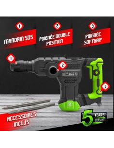 Marteau piqueur 1300W - 18 J - 3900 coups/minute - Constructor 2