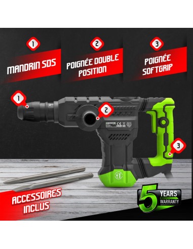 Marteau piqueur 1300W - 18 J - 3900 coups/minute - Constructor