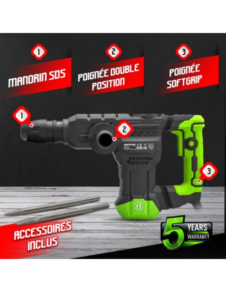 Marteau piqueur 1300W - 18 J - 3900 coups/minute - Constructor
