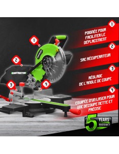 Scie à onglets radiale 1800W - Lame 254mm 36 dents - Constructor 2